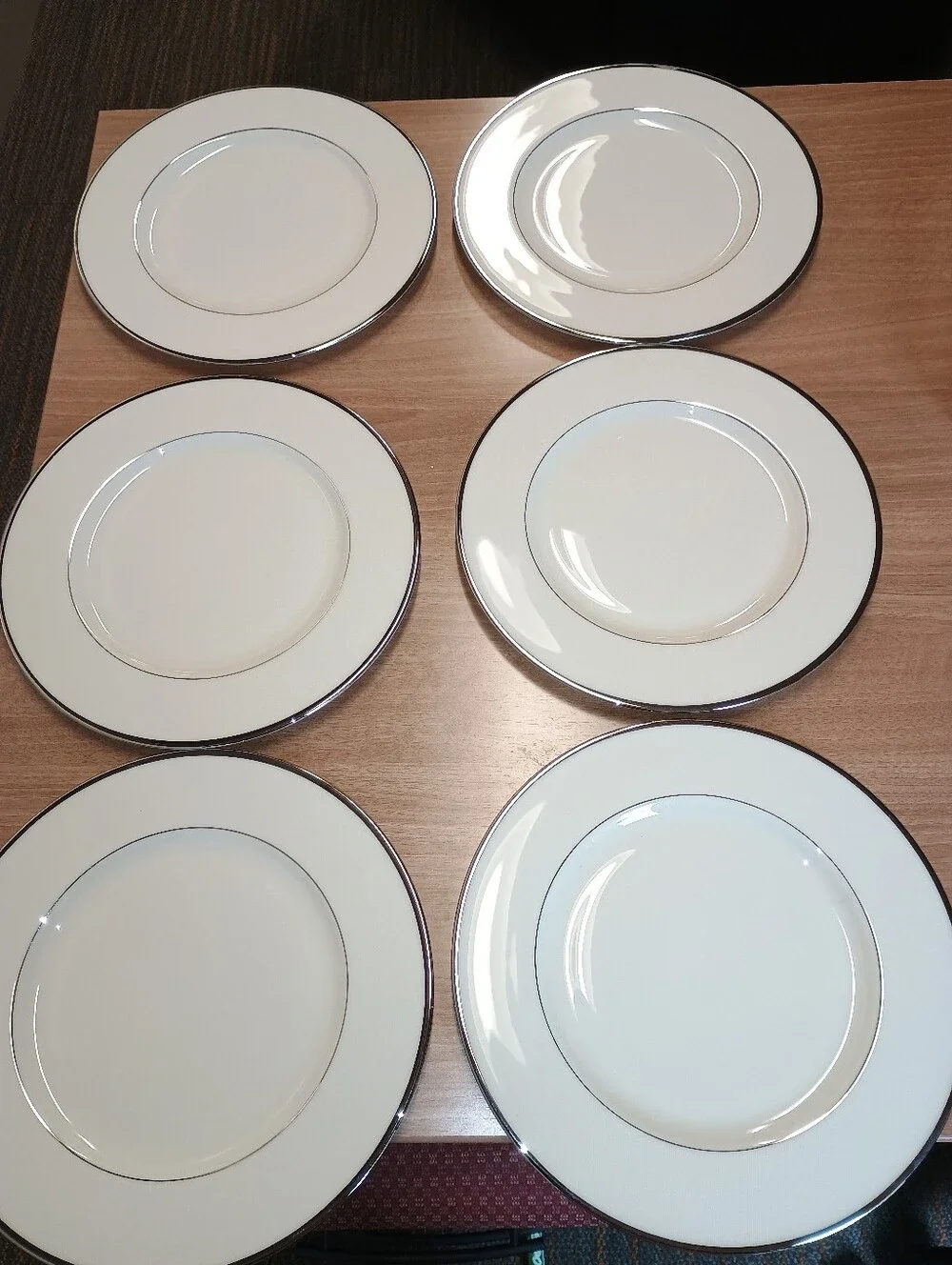 Elegant Lenox Montclair Dinner Plates with Platimum Rim - Set of 6